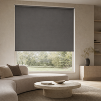 Stores enrouleurs occultants semi-occultants sans cordon en tissu tissé uni scandinave, sur mesure pour fenêtre de salle à manger