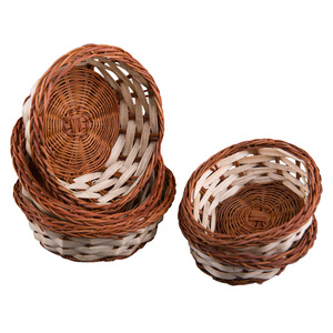 Amazon Hot Sale Wholesale Cheap Gift Tray Wicker Wall Hanging Organization Rattan Bamboo Wood Rope Wooven Storage Baskets