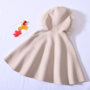 Cappotto di pelliccia di Cashmere per bambini all'ingrosso in pelliccia di vera volpe con collo di pelliccia da ragazza in Cashmere, pelliccia di Cashmere per bambini - Product Image 3