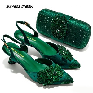 Latest Wholesale Low Heels Italian <strong>Peach</strong> Dress <strong>Shoes</strong> and Bag Matching Set Nigerian Style Women - Product Image 3