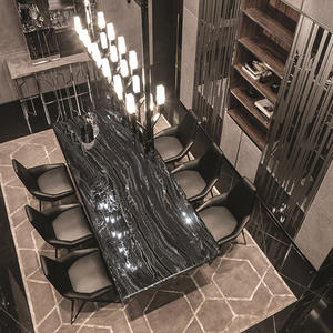 Tables à manger rectangulaires <span class=keywords><strong>Ginza</strong></span> 8 places en pierre métallique, italiennes et modernes Tables à manger de luxe en marbre - Product Image 1