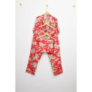 Conjunto de Bata de 3 Piezas para Mujer, Estampado a Mano, Patrón Geométrico, Algodón y Fibra de Bambú, Manga Larga, Ropa de Dormir Informal de Verano - Product Image 6