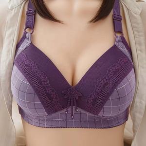 Soutien-gorge pour femmes grandes tailles avec motif ajustable et sous-vêtements froncés de haute qualité sans armatures. - Product Image 4