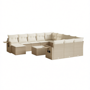 Conjunto de Sofás de Jardín de Ratán Beige, 8 Plazas, Muebles de Exterior Resistentes a la Intemperie, Diseño Contemporáneo - Product Image 1