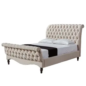 Tapisserie de lit en bois et doux, cadre de lit moderne, Queen et King Size, nouveau Design