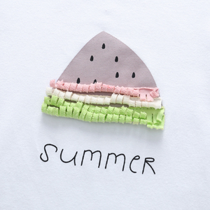 ชุดเสื้อผ้าเด็กผู้หญิง 2020 เสื้อผ้าเด็กผู้หญิงฤดูร้อนเสื้อพิมพ์ลายเสื้อยืดแขนสั้น + กระโปรงชุดโบว์ 2 ชิ้นชุดเจ้าหญิงสาว - Product Image 4