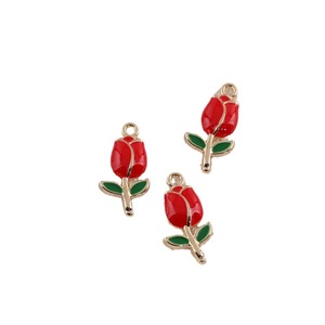 Pendentif en alliage en forme de tulipe rose, rouge, bleu, violet, pour la création de bijoux DIY, accessoires pour boucles d'oreilles et bracelets - Product Image 5