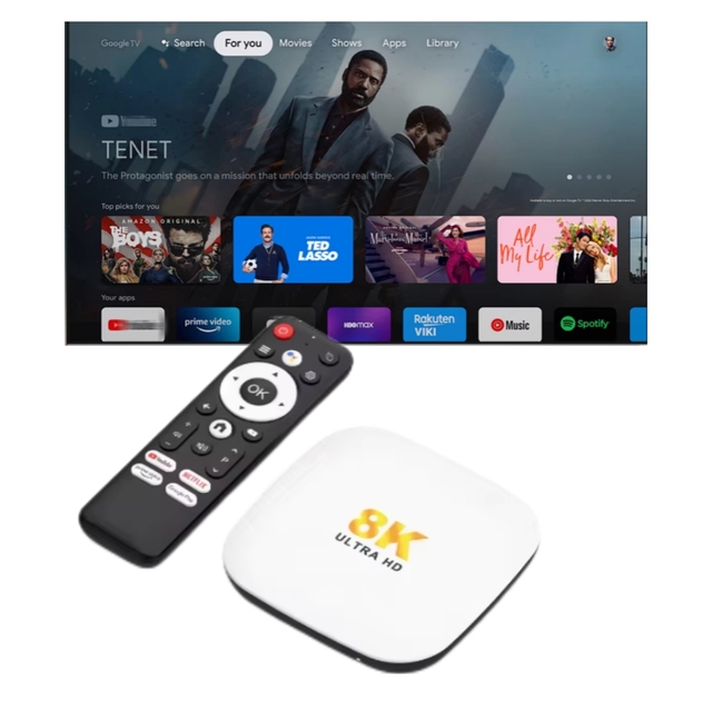 H96 Max M2 Octa Core Android 14 TV Box BT5.0 4GB RAM 64GB Storage 10/100/1000Mbps Ethernet 4K Ultra HD Streaming Home Media