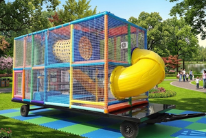 Remolque de juegos infantiles móviles de 8 m con zona de saltos integrada y laberinto de obstáculos - <span class=keywords><strong>Centro</strong></span> de diversión remolcable para niños para eventos de carnaval - Product Image 3