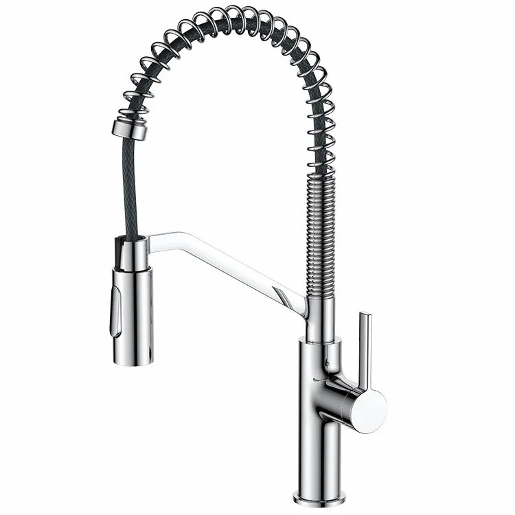 Single Handle Single Hole Pull Out Spring Kitchen Faucet With Faucet Hole Cover Kitchen Sink Faucet For Sink