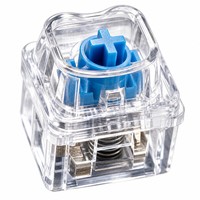 Lot de 4 mini-claviers rectangulaires lumineux en plastique haute transparence, porte-clés de décompression style clavier mécanique pour le bout des doigts