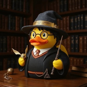 ฟิกเกอร์เรซิ่นเป็ดวิเศษครบรอบ 25 ปี ชุดพ่อมดพร้อมไม้กายสิทธิ์และโกลเด้นสไนทช์ 2001-2026 - Product Image 4