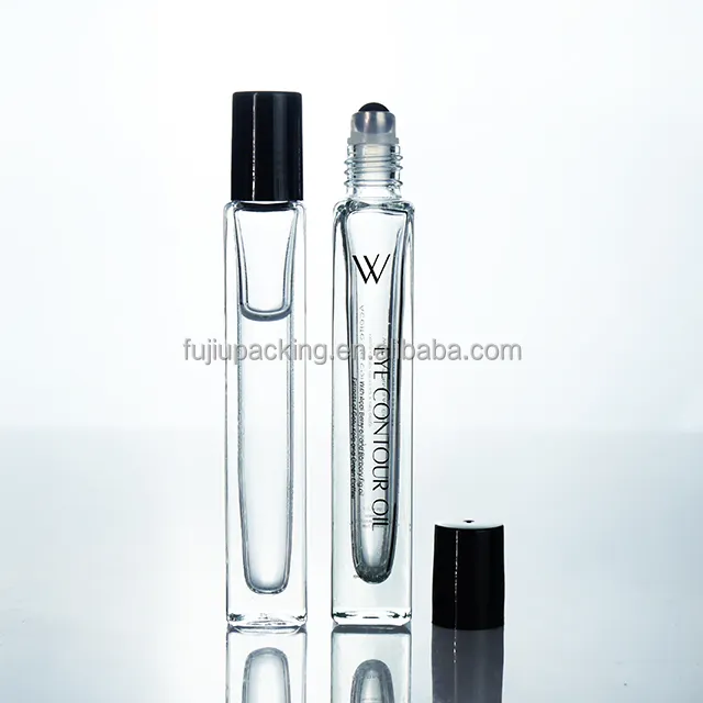 Bouteille de luxe à fond épais, 10ml, 15ml, bouteille à bille roulante de forme carrée, bouteille cylindrique en verre pour parfum
