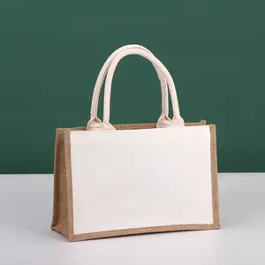 Wholesale Plain Shopper Jute Bag Custom Printed Large Natural Eco Friendly Burlap Jute Shopping Tote Beach Bag With Logos