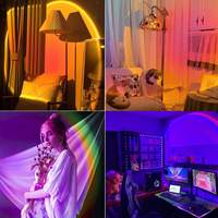 Projecteur Lampe Coucher de Soleil LED RGB, Lumière d'Ambiance Arc-en-ciel pour Fond de Photographie, Diffusion en Direct, Décoration Murale de Chambre