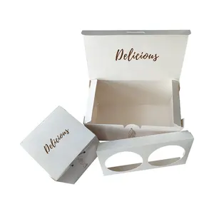 custom logo cardboard pastry cupcake box French cookies cases for Homemade to go cupcake Bakery packaging containers food boxes