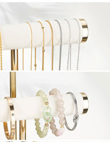 Présentoir à bijoux en T détachable à 3 niveaux en velours beige pour colliers, boucles d'oreilles, bagues et montres