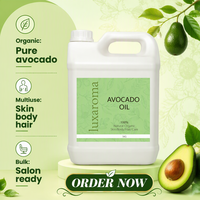 Huile d'avocat pure non-OGM pressée à froid et raffinée, qualité supérieure, vente en gros, idéale pour hydrater les cheveux, le visage, les ongles et la peau.