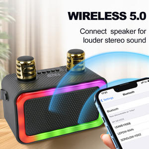 كاريوكي عالي الطاقة مع ميكروفون مزدوج مكبر صوت Boombox بلوتوث لاسلكي محمول ستيريو مضخم صوت محيطي للخارج - Product Image 5