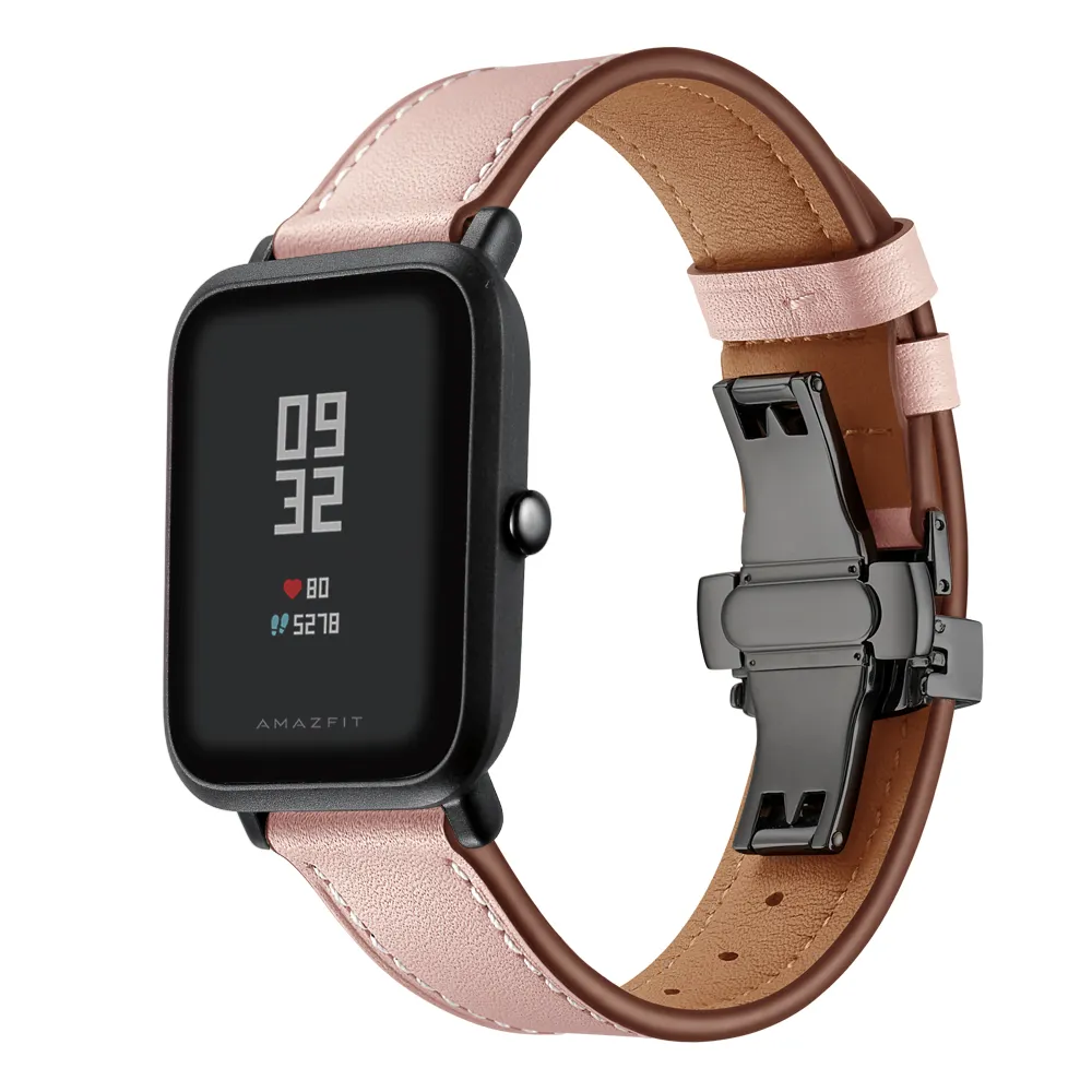 Fashion Genuine Leather Watch Band Strap for Xiaomi Huami Amazfit GTS 2 2e 2Mini Bip Lite 1S U Leather Sporty Wrist band strap