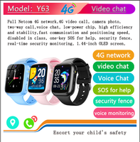Montre connectée pour enfants 2026 Y63 avec carte SIM 4G, caméra, robot, réveil, chat vocal, appel vidéo, positionnement LBS GPS WIFI, IP67, appel vidéo