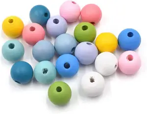 Wooden Easter Beads Candy Color Mini Eggs Beads Wood Dot Egg Easter Ornament for Easter DIY Necklace Bracelet Craft