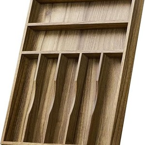 Organisateur de tiroir en bois d'acacia, multi-compartiments, séparateur de rangement de bureau, marron, rectangulaire, type sur pied - Product Image 2
