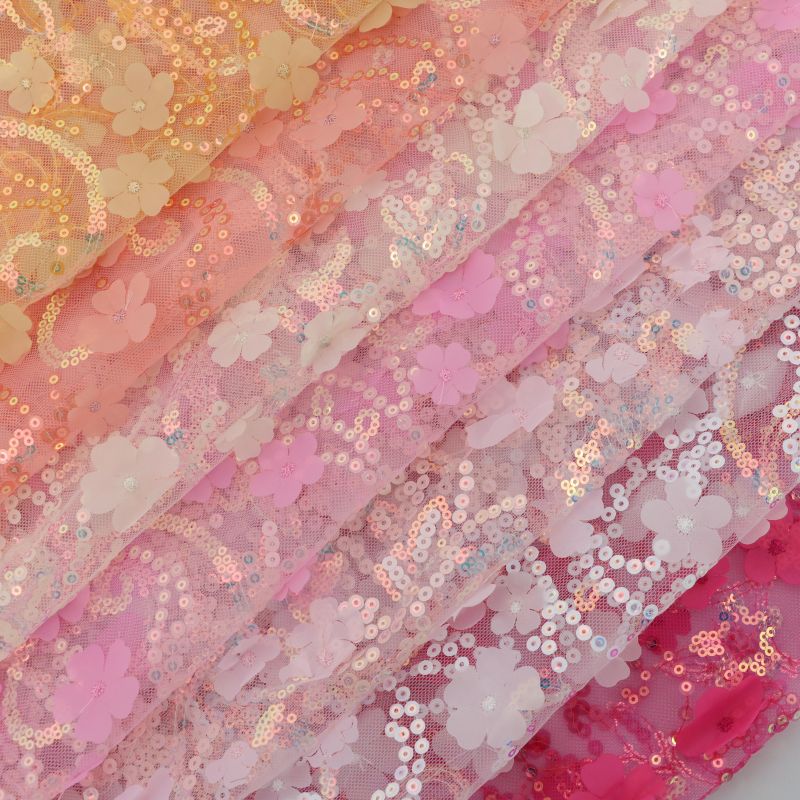 Pink Sequin Material Elegant Fabrics for Fashion