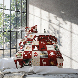 Parure de lit 3 pièces imprimée en 3D motif bonhomme de neige et <span class=keywords><strong>cerf</strong></span> de Noël, 300 fils/cm², housse de <span class=keywords><strong>couette</strong></span> et taies d'oreiller, toutes tailles, prix abordable - Product Image 2
