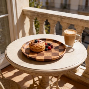 Décoration d'intérieur, porte-bougie décoratif, design unique à carreaux, plateau rond en bois <span class=keywords><strong>de</strong></span> 11 pouces pour <span class=keywords><strong>table</strong></span> basse - Product Image 3