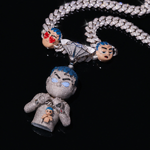 Nuovo Arrivo Premium: Ciondolo Hip Hop Personalizzato in Moissanite e Argento Sterling 925, Ciondolo 3D con Personaggio per Uomo, Gioiello di Tendenza - Product Image 6