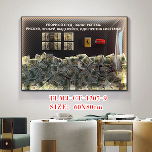 Cornice con Dollari, Arte Murale per Casa e Ufficio, Decorazione Motivazionale di Lusso, Dipinto LED Fatto a Mano - Product Image 4