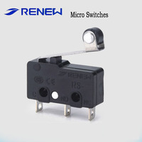 Micro-interrupteur SPDT RENEW RS-5GL5A à 3 broches, levier en acier inoxydable, 5A 250V, interrupteur de fin de course à action rapide pour équipement électrique