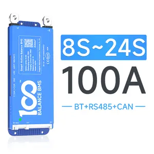 100balance 8S-24S 100A LiFePo4 Li-ion Smart BMS 1A Active Balancer BT/RS485/LCD lot WiFi JHB BMS can be customized