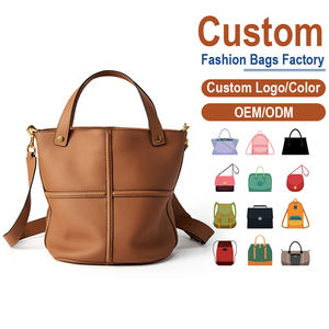 Bolso de Hombro de Lujo Personalizado de Fábrica, de Cuero Genuino Antirrobo, Estilo Verano, Tipo Cubo, Color Coñac, de Diseñador, de Cuero de Grano Superior - Product Image 1
