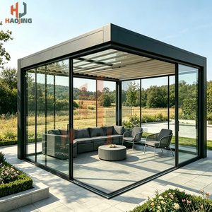 Abri <span class=keywords><strong>de</strong></span> <span class=keywords><strong>jardin</strong></span> en aluminium revêtu antirouille <span class=keywords><strong>3x3</strong></span> 3x4, aspect naturel, toit réglable avec éclairage LED, gazebo <span class=keywords><strong>de</strong></span> villa, pergola <span class=keywords><strong>de</strong></span> cour - Product Image 4