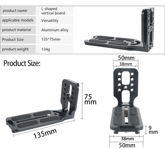 Universal Quick Release Aluminum Alloy L Bracket Plate for //Pentax/Fujifilm DSLR Cameras-Waterproof Photo Accessory