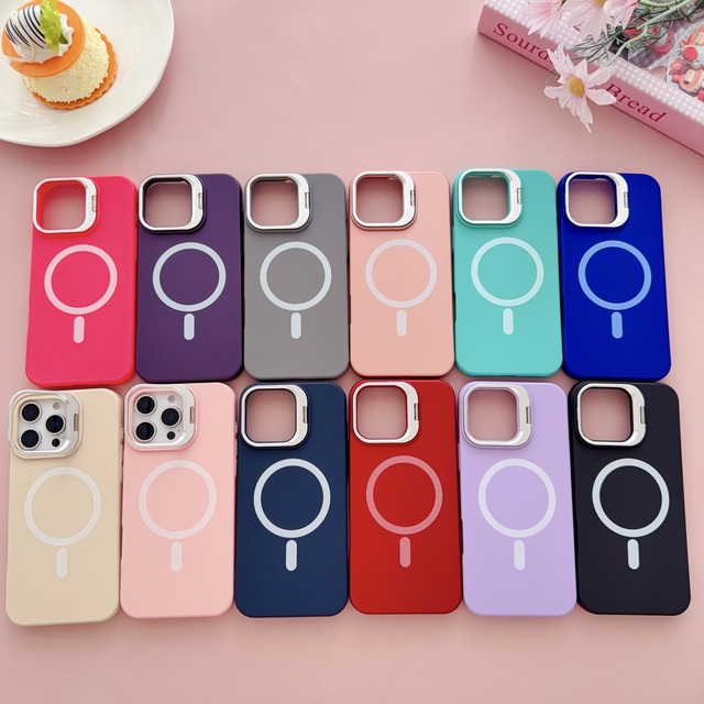 Magnetic Ring & Camera Stand Phone Case TPU+Metal Camera Frame Compatible for for Shockproof Wireless Charging Compatible