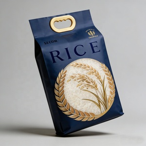 Sacchetto Personalizzato con Stampa Termosaldata Doypack a Fondo Piatto, Sacchetto in Plastica Resistente per Alimenti, Sacchetto Stand-up per Cereali e Riso con Manico Fustellato - Product Image 2