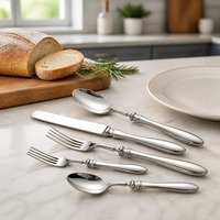 Ensemble de couverts en acier inoxydable 304, 5 pièces, poids lourd, manche ergonomique, finition miroir, fourchette, couteau, cuillère pour dîner, vente en gros