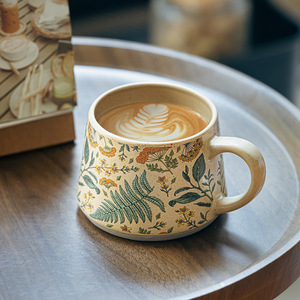 ถ้วยกาแฟเซรามิกแบบโบราณงานแฮนด์เมดลายดอกไม้รุ่นลิมิเต็ดอิดิชั่นคลาสสิกของขวัญวันหยุดสำหรับผู้หญิง - Product Image 2