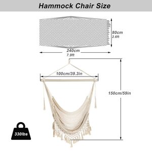 Hand-Woven Cotton Rope <b>Hammock</b> Chair | Breathable Indoor/Outdoor Swing Chair for Bedroom, Balcony & Garden - Product Image 2