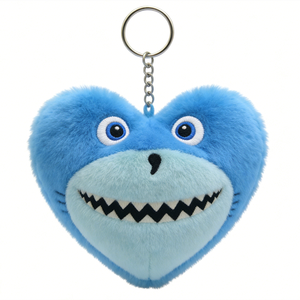 Customized Heart shark plush keychain, Blue shark heart bag charm, <b>Mini</b> shark heart <b>keyring</b>, Ocean animal heart pendant - Product Image 2