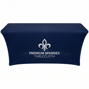Housse de table ajustée de qualité supérieure avec fermeture éclair au dos, nappe en spandex imprimée avec logo personnalisé pour les roadshows marketing et les expositions en galerie - Product Image 1
