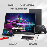 Écran portable LCD IPS 15,6 pouces HDR 2K 144Hz avec interface Type C, luminosité 300cd/m², 100% sRGB pour le jeu