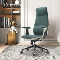 Fauteuil de direction confortable pour la maison, fauteuil de bureau inclinable avec cuir véritable, design moderne avec élévation pour une longue séance assise