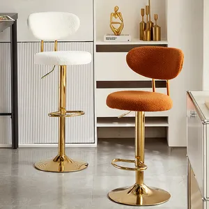 Bar sandalyesi döner deri mutfak kadife yüksek Modern ucuz tabureler altın Tall için İskandinav Metal lüks ev Bar mobilya Bar masası