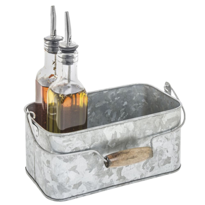 Caddy en métal galvanisé indien outils de cuisine organisateur porte-ustensiles de comptoir pour les fêtes pour serviettes assiettes couverts couverts - Product Image 1