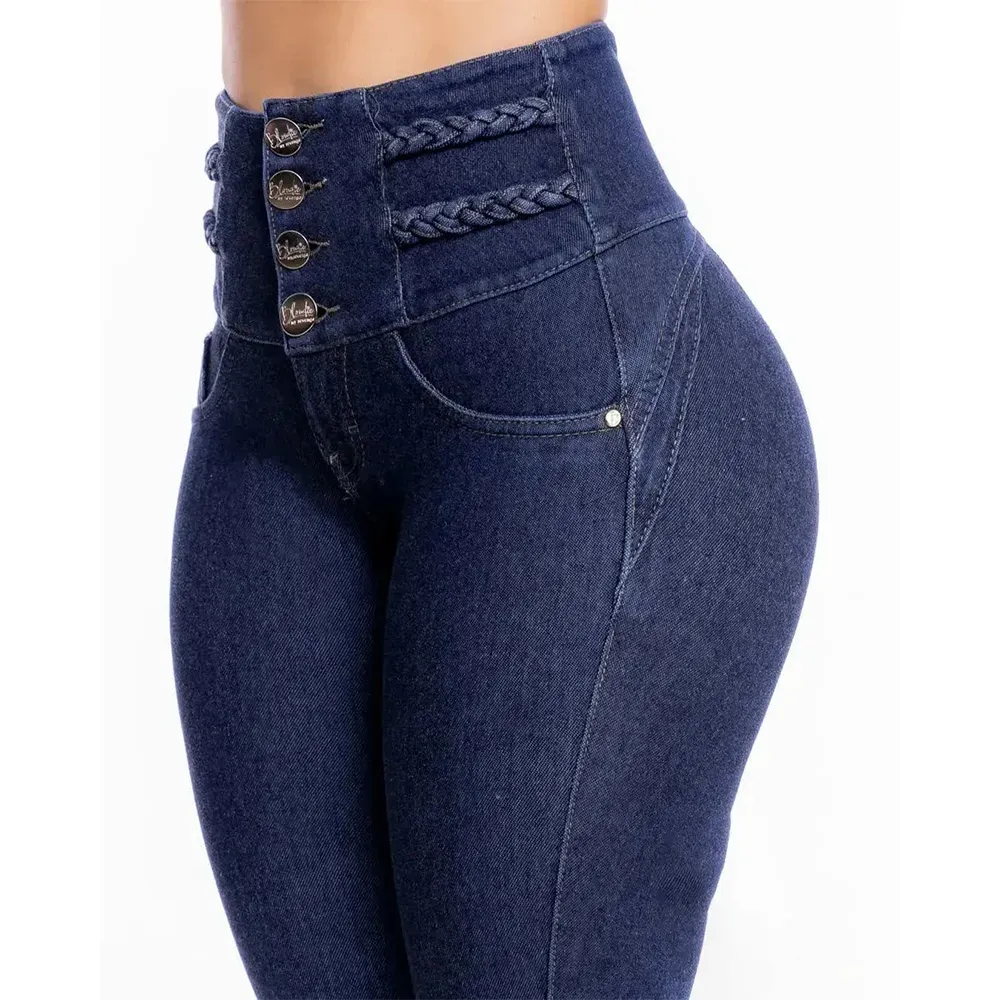 Celana panjang Jeans elastis untuk wanita, celana panjang Denim kurus pinggang tinggi elastis ramping ukuran ekstra besar modis untuk wanita