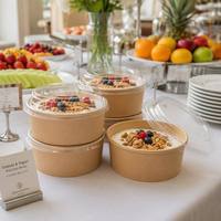 Ensemble de contenants jetables multi-tailles, bol alimentaire rond en kraft, boîte à repas, logo personnalisé OEM, vente en gros, boîte biodégradable